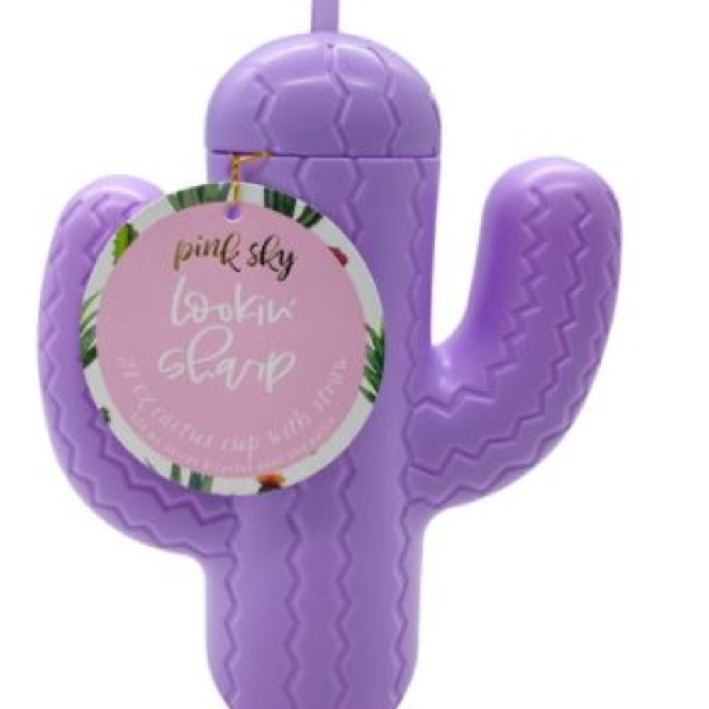 Pink Sky Cactus Cup w/ Straw Purple 21oz - New